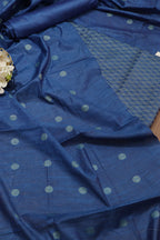 Stylish Blue Bhagalpur Cotton Silk Suit Set - Unstitched 3-Piece - Luxurion World