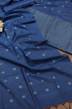 Stylish Blue Bhagalpur Cotton Silk Suit Set - Unstitched 3-Piece - Luxurion World