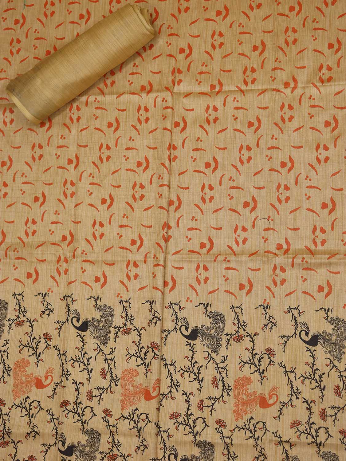 Chic Pastel Block Print Linen-Cotton Suit Set - Unstitched - Luxurion World