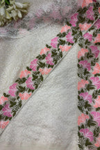 Dyeable Chikankari Embroidered Silk Suit With Pastel Embroidered Organza Dupatta - Luxurion World