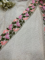 Dyeable Chikankari Embroidered Silk Suit With Pastel Embroidered Organza Dupatta - Luxurion World