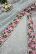 Green Chikankari Embroidered Silk Suit With Embroidered Organza Dupatta - Luxurion World