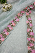 Green Chikankari Embroidered Silk Suit With Embroidered Organza Dupatta - Luxurion World
