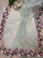 Green Chikankari Embroidered Silk Suit With Embroidered Organza Dupatta - Luxurion World