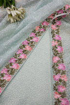 Green Chikankari Embroidered Silk Suit With Embroidered Organza Dupatta - Luxurion World