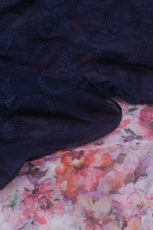 Multicolor Organza Silk Suit with Blue Embroidery & Georgette Dupatta - Trendy Fashionista's Delight