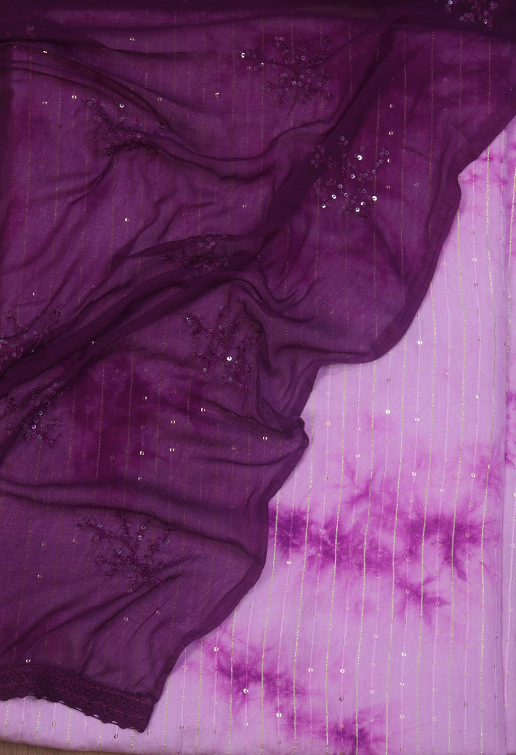 Pink Tie-Dye Suit & Purple Georgette Dupatta: A Chic Trendsetter - Luxurion World