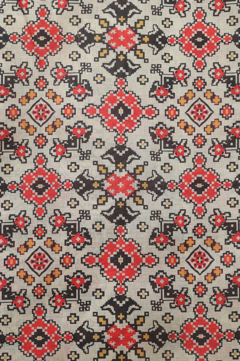 Elegant Off White Patola Design Tussar Silk Suit With Black Banarasi Tissue Dupatta - Luxurion World