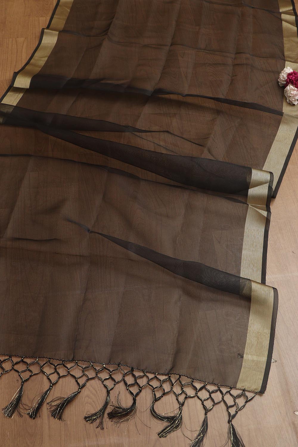 Elegant Off White Patola Design Tussar Silk Suit With Black Banarasi Tissue Dupatta - Luxurion World