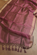 Elegant Purple Kalamkari Digital Printed Tussar Silk Suit With Banarasi Tissue Dupatta - Luxurion World