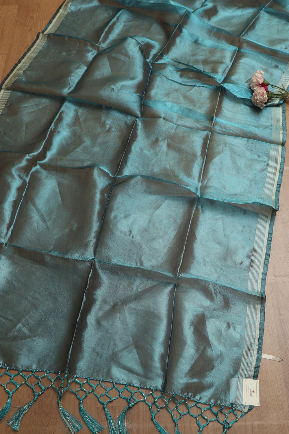 Blue Kalamkari Digital Printed Tussar Silk Suit With Banarasi Tissue Dupatta - Luxurion World