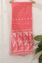 Stunning Pink Jamdani Cotton Silk Three Piece Unstitched Suit Set - Luxurion World