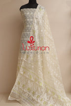 Pastel Jamdani Cotton Silk Three Piece Unstitched Suit Set - Luxurion World