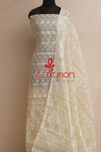Pastel Jamdani Cotton Silk Three Piece Unstitched Suit Set - Luxurion World