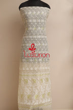 Pastel Jamdani Cotton Silk Three Piece Unstitched Suit Set - Luxurion World