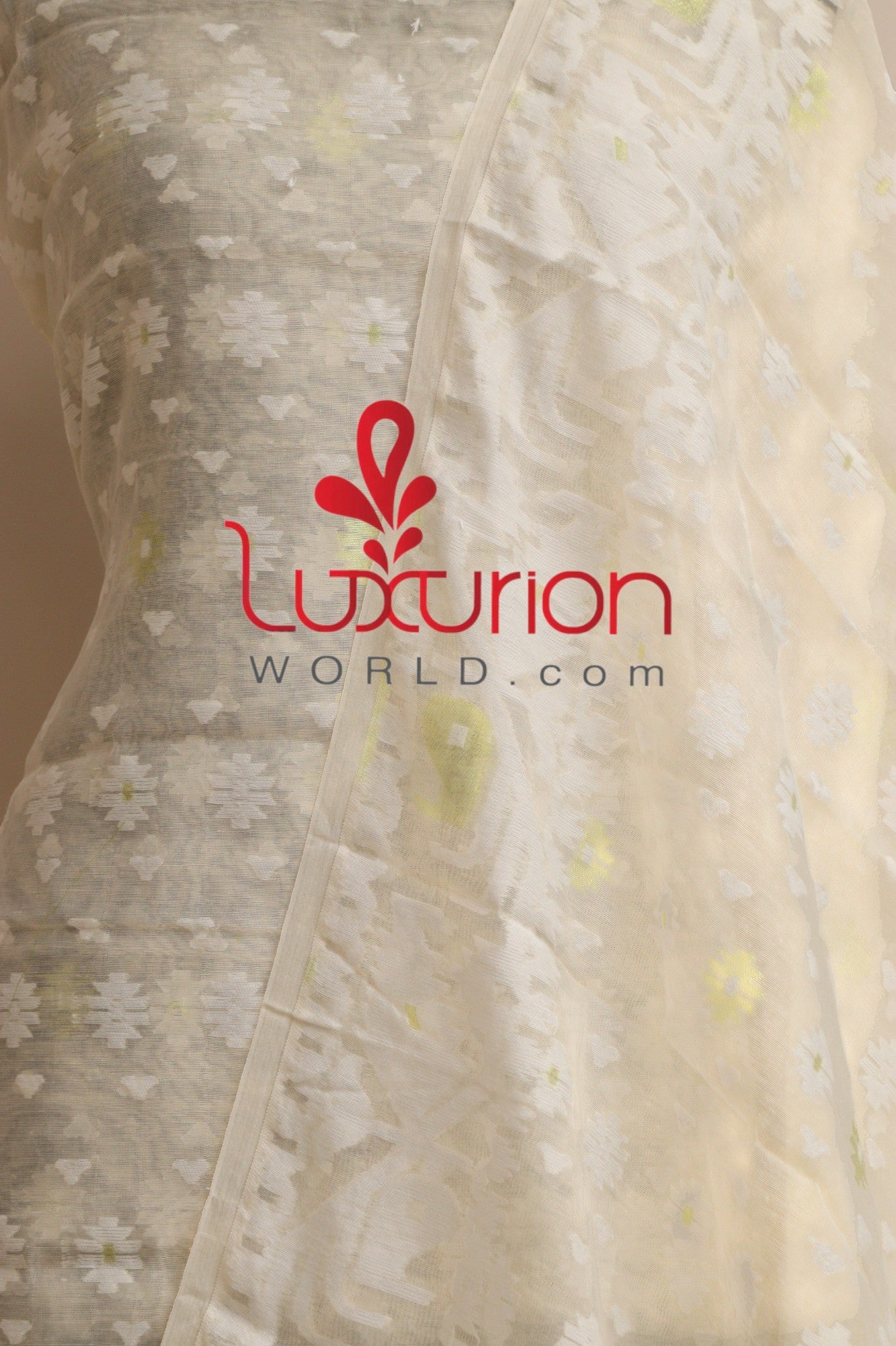 Pastel Jamdani Cotton Silk Three Piece Unstitched Suit Set - Luxurion World