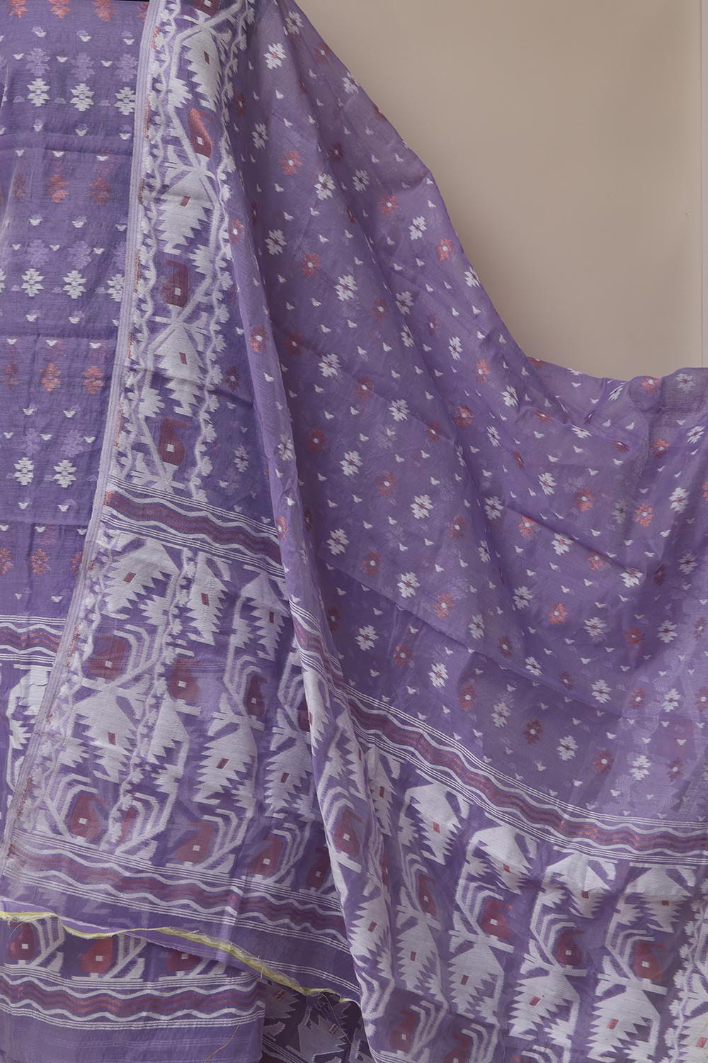 Elegant Purple Jamdani Cotton Silk Three Piece Unstitched Suit Set - Luxurion World