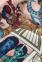 Multicolor Pen Kalamkari Pure Silk Suit With Multicolor Kalamkari Hand Painted Silk Dupatta - Luxurion World