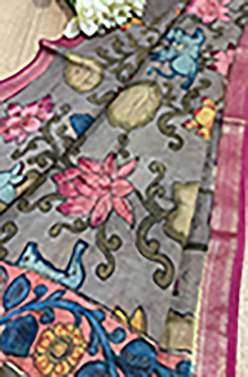 Yellow Pen Kalamkari Pure Silk Suit With Multicolor Kalamkari Pure Silk Dupatta - Luxurion World
