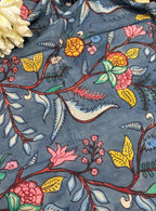 Blue Pen Kalamkari Pure Silk Suit With Red Pen Kalamkari Pure Silk Dupatta - Luxurion World