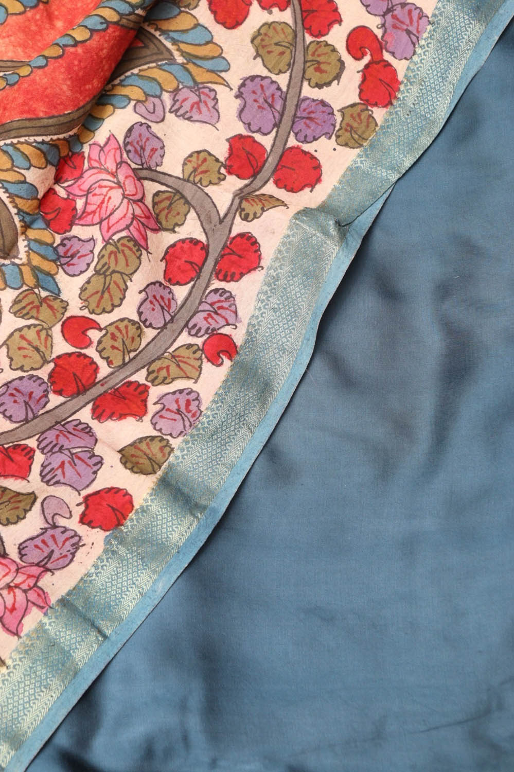 Blue Modal Silk Suit With Pastel with Multicolor Hand Painted Kalamkari Silk Dupatta - Luxurion World
