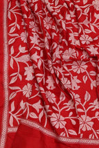 Dyeable Banarasi Silk Suit With Red Kantha Hand Embroidered Pure Silk Dupatta - Luxurion World