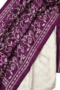 Purple Banarasi Plain Silk Suit With Kantha Hand Embroidered Pure Silk Dupatta - Luxurion World