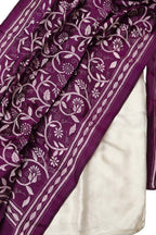 Purple Banarasi Plain Silk Suit With Kantha Hand Embroidered Pure Silk Dupatta - Luxurion World
