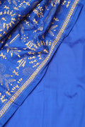 Blue Banarasi Plain Silk Suit With Kantha Hand Embroidered Pure Silk Dupatta - Luxurion World