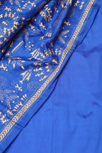 Blue Banarasi Plain Silk Suit With Kantha Hand Embroidered Pure Silk Dupatta - Luxurion World
