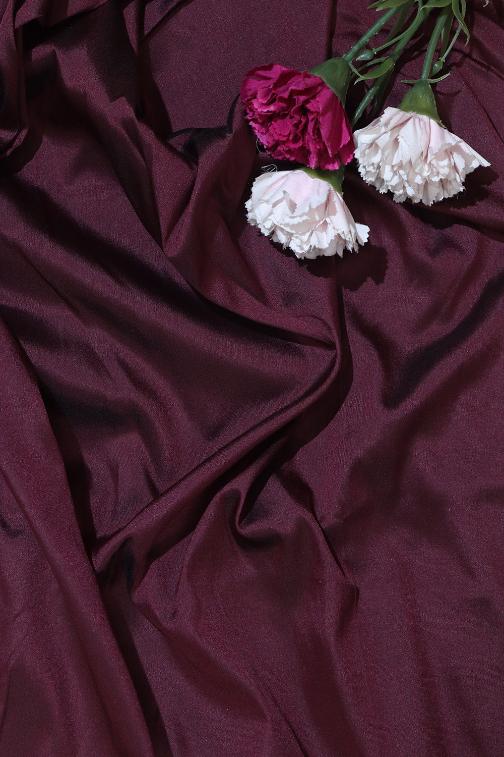 Wine Plain Silk Suit With Hand Embroidered Kantha Block Printed Pure Tussar Silk Dupatta - Luxurion World