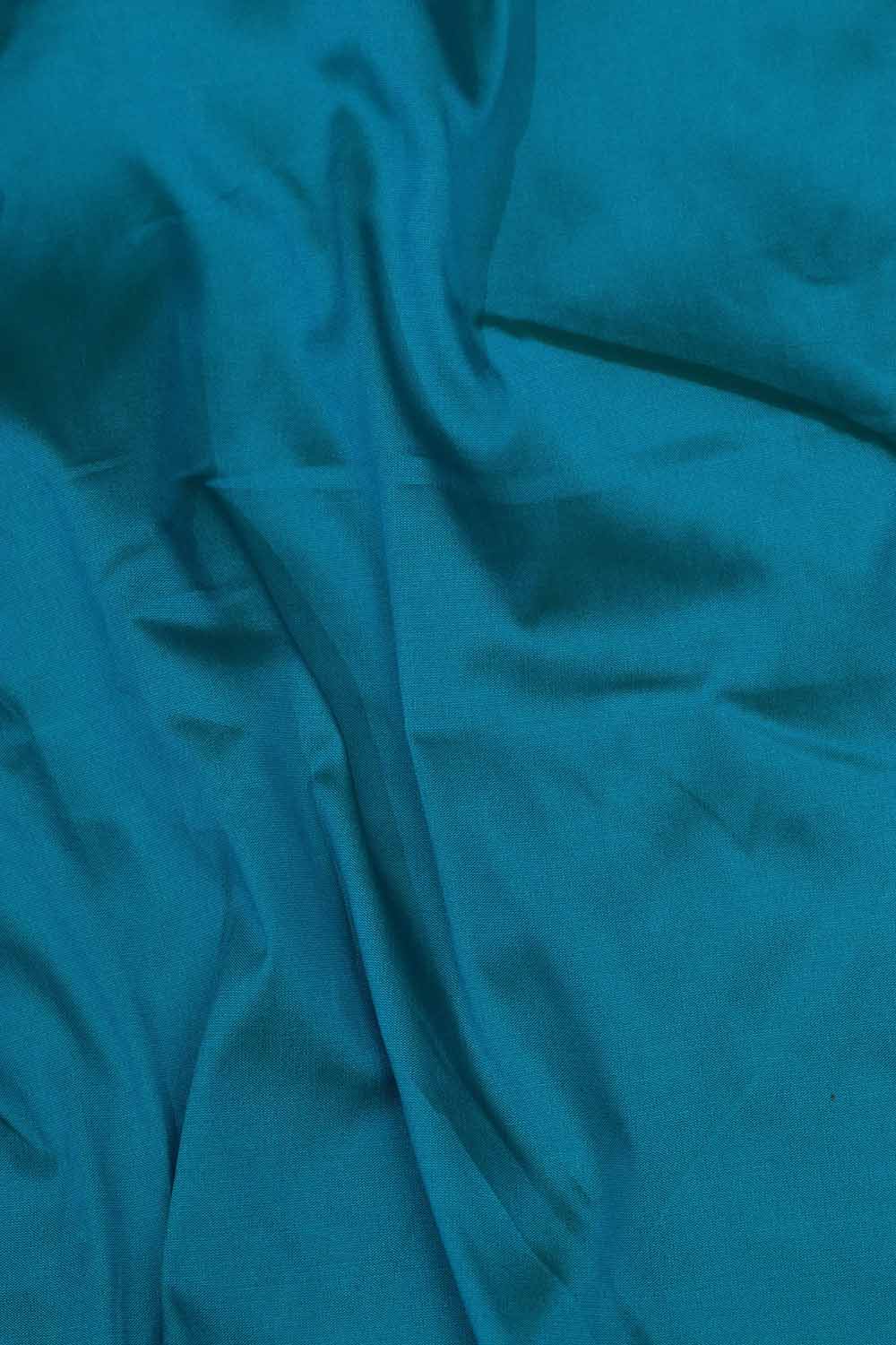 Blue Plain Silk Suit With Hand Embroidered Kantha Block Printed Pure Tussar Silk Dupatta - Luxurion World