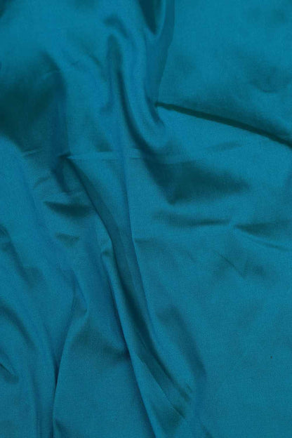 Blue Plain Silk Suit With Hand Embroidered Kantha Block Printed Pure Tussar Silk Dupatta - Luxurion World