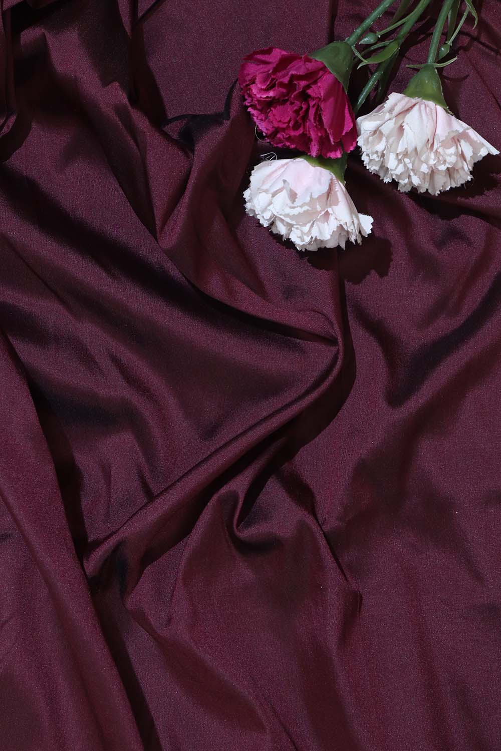 Elegant Wine Plain Silk Suit With Kalamkari Hand Painted Silk Dupatta - Luxurion World