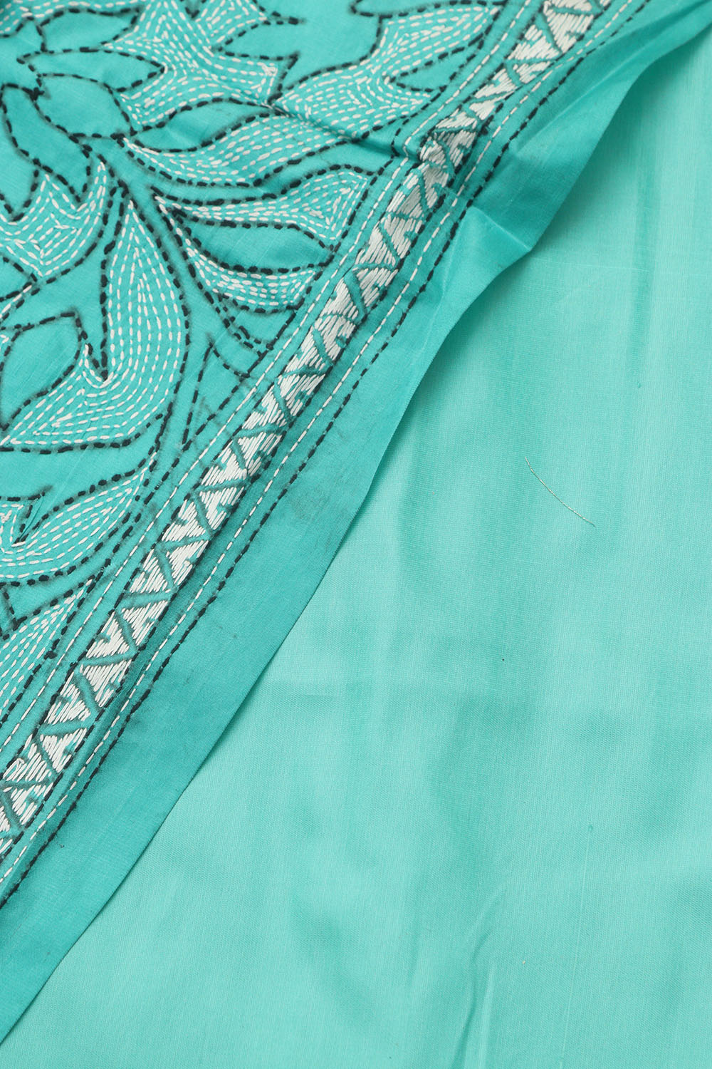 Sea Green Plain Silk Suit With Blue Hand Embroidered Bangalore Silk Dupatta - Luxurion World