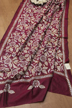 Stunning Purple Plain Silk Suit With Purple Hand Embroidered Bangalore Silk Dupatta - Luxurion World