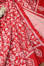 Pink Plain Silk Suit With Red Hand Embroidered Bangalore Silk Dupatta - Luxurion World