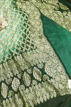 Green Plain Silk Suit With Blue & Green Banarasi Bandhani Pure Georgette Dupatta - Luxurion World