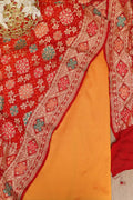 Yellow Plain Silk Suit With Red Banarasi Bandhani Pure Georgette Dupatta - Luxurion World