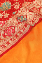 Yellow Plain Silk Suit With Red Banarasi Bandhani Pure Georgette Dupatta - Luxurion World