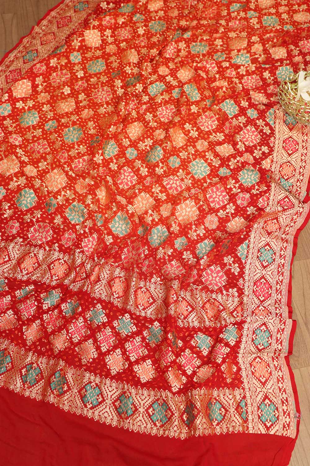 Yellow Plain Silk Suit With Red Banarasi Bandhani Pure Georgette Dupatta - Luxurion World