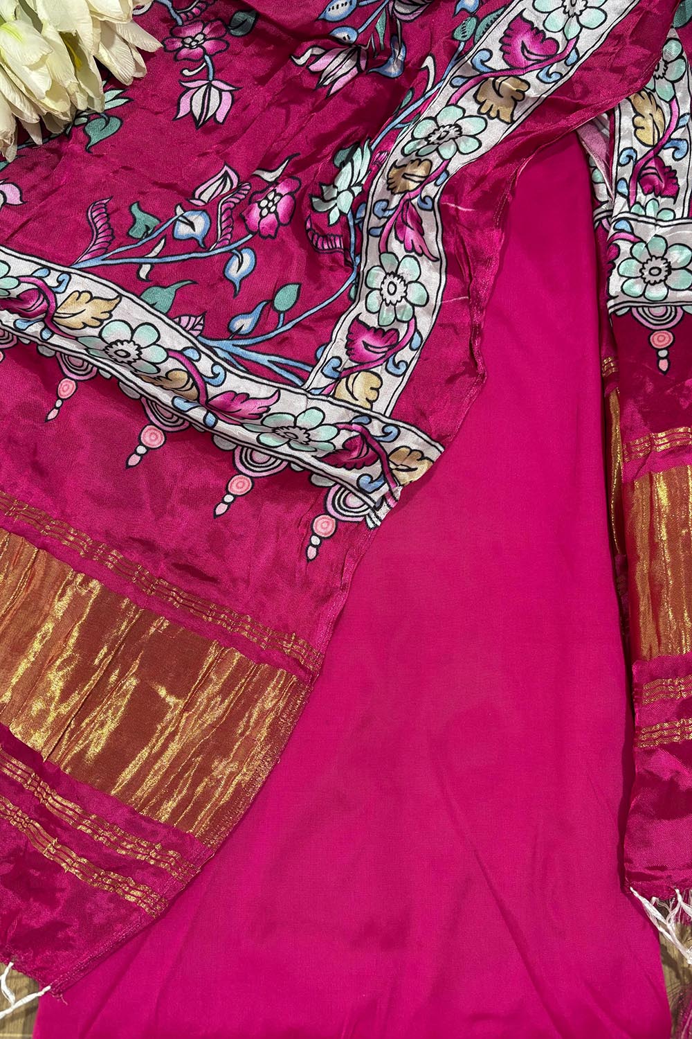 Pink Plain Silk Suit With Pink Digital Printed Patola Design Modal Silk Dupatta - Luxurion World