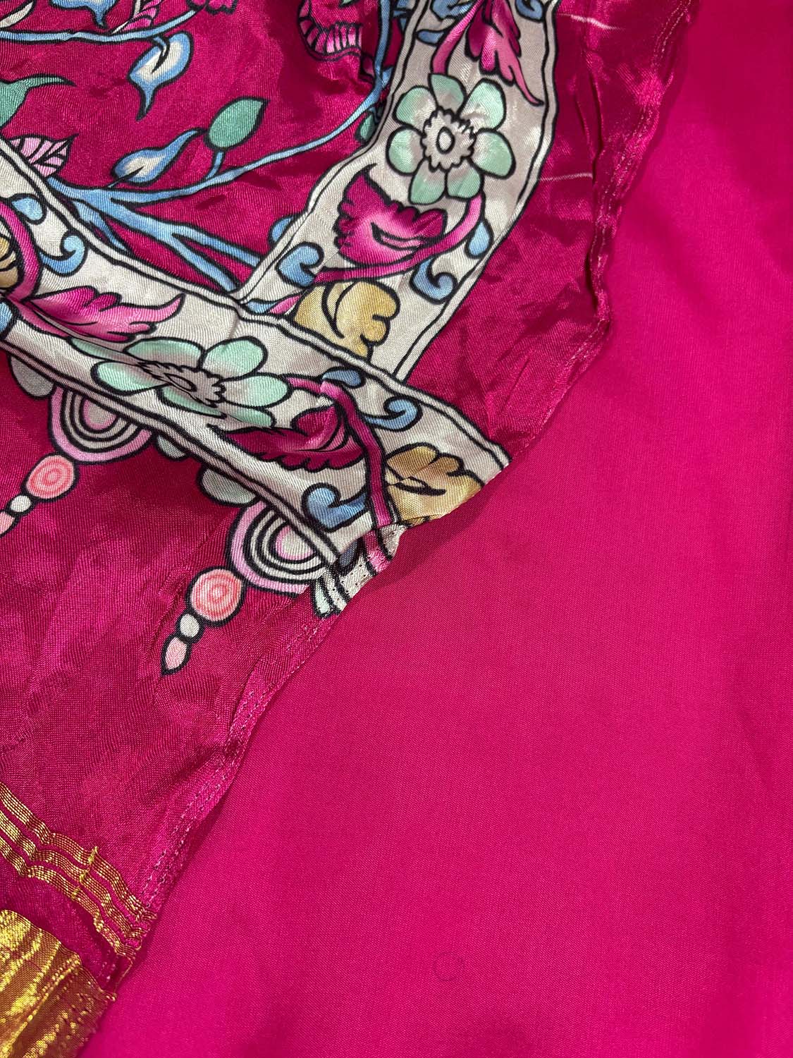 Pink Plain Silk Suit With Pink Digital Printed Patola Design Modal Silk Dupatta - Luxurion World