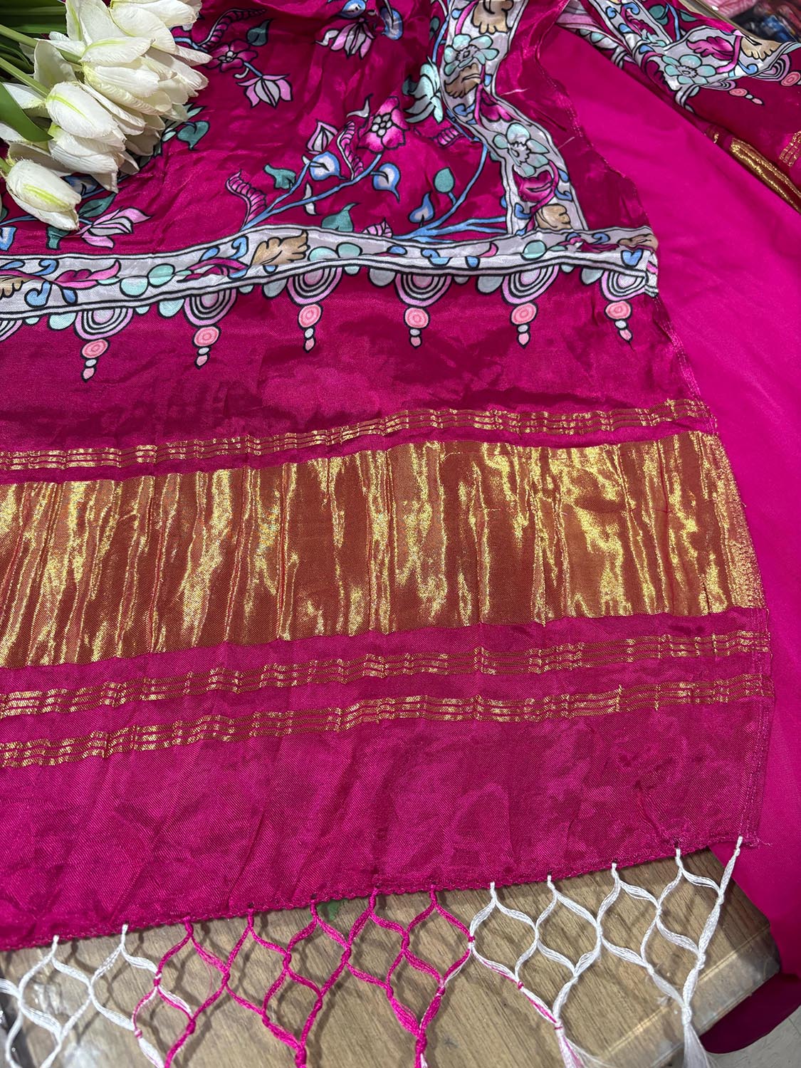 Pink Plain Silk Suit With Pink Digital Printed Patola Design Modal Silk Dupatta - Luxurion World