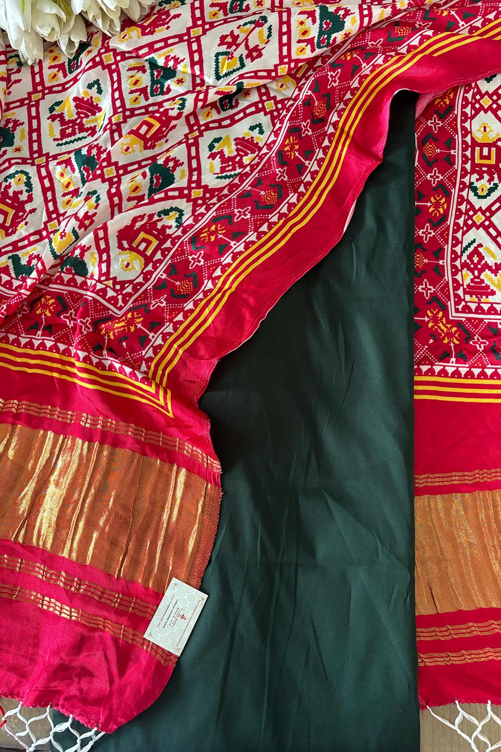 Green Plain Silk Suit With Pink Digital Printed Patola Design Modal Silk Dupatta - Luxurion World