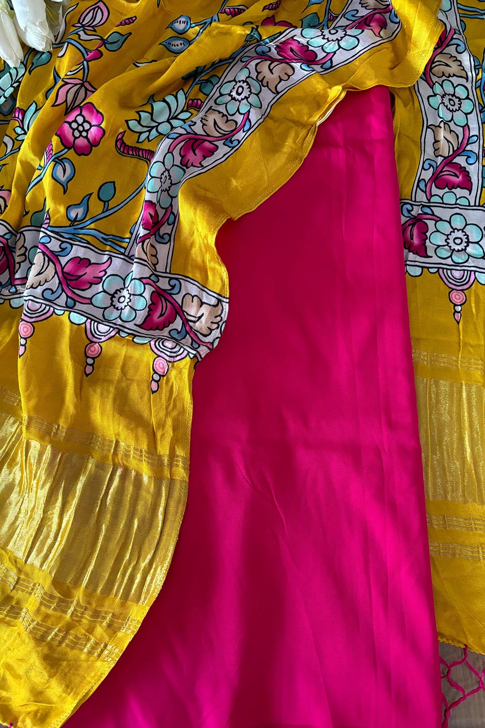 Pink Plain Silk Suit With Yellow Digital Printed Patola Design Modal Silk Dupatta - Luxurion World