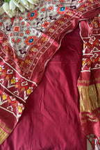 Maroon Plain Silk Suit With Multicolor Digital Printed Patola Design Modal Silk Dupatta - Luxurion World