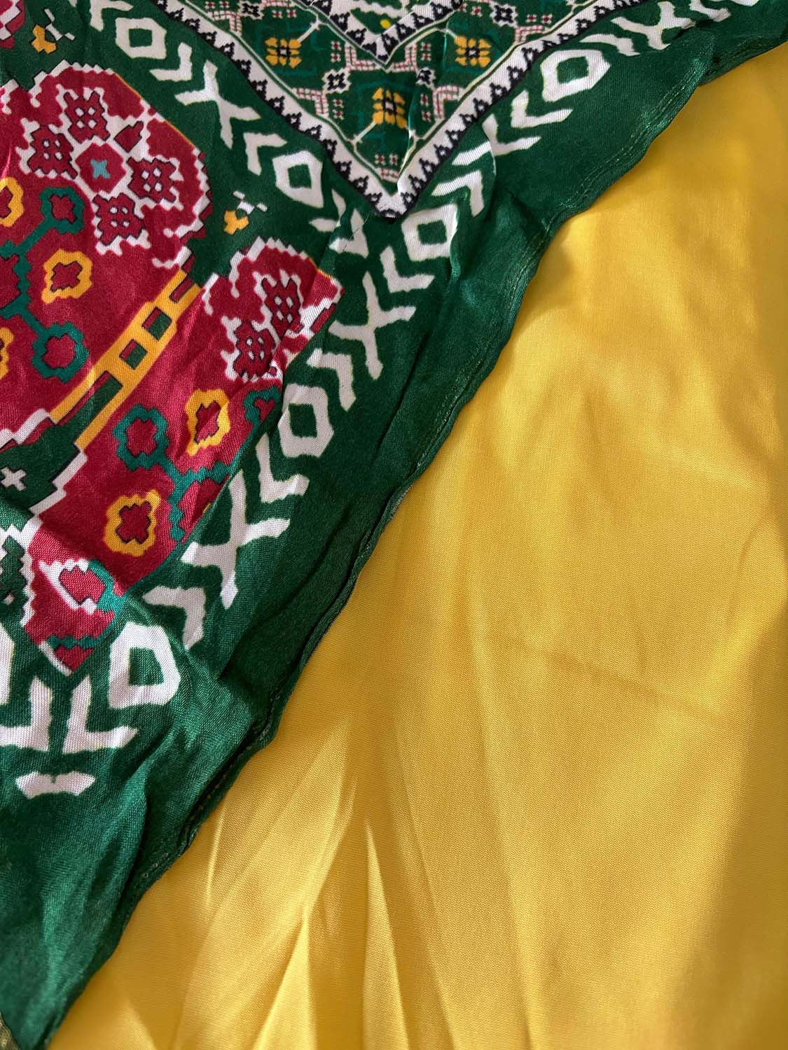 Yellow Plain Silk Suit With Green Digital Printed Patola Design Modal Silk Dupatt - Luxurion World