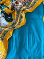 Blue Plain Silk Suit With Yellow Digital Printed Patola Design Modal Silk Dupatta - Luxurion World