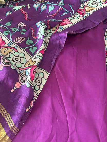 Stunning Purple Plain Silk Suit With Purple Digital Printed Patola Design Modal Silk Dupatta - Luxurion World